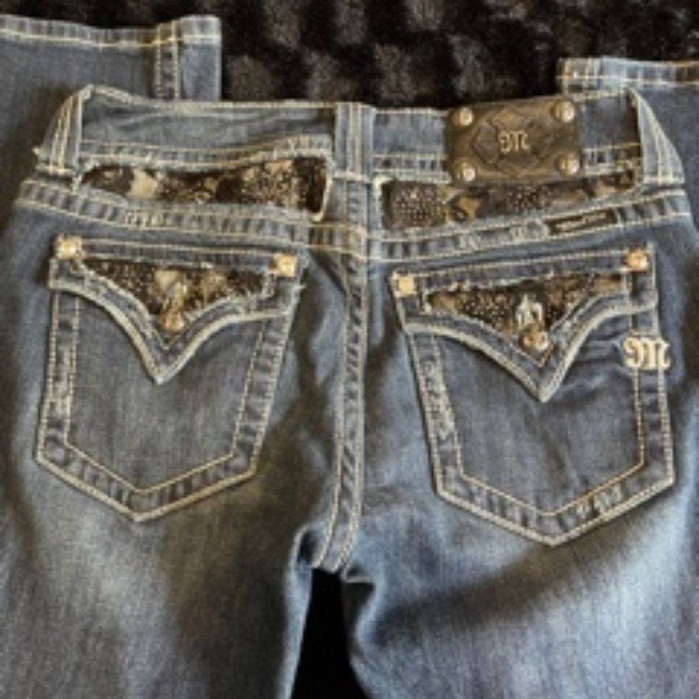Miss Me Bootcut Jeans with Black Lace and Crystal Detail